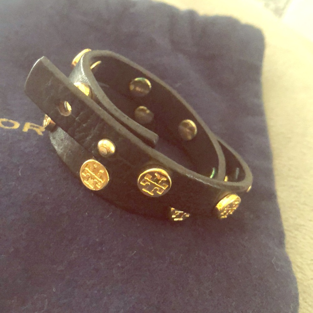 Tory Burch Stud Wrap Bracelet Black w/Gold